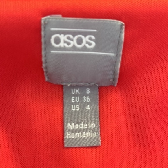 Asos Red Orange V-Neck Faux Wrap Flowy Whimsical Fairy Maxi Dress Size 4 - Picture 9 of 10